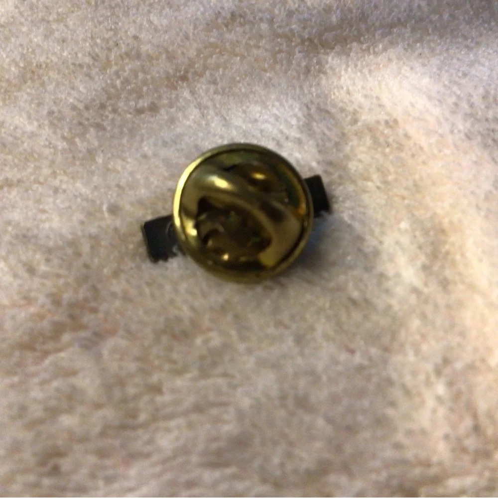 Green and White Enamel Lapel Pin with Gold Backing